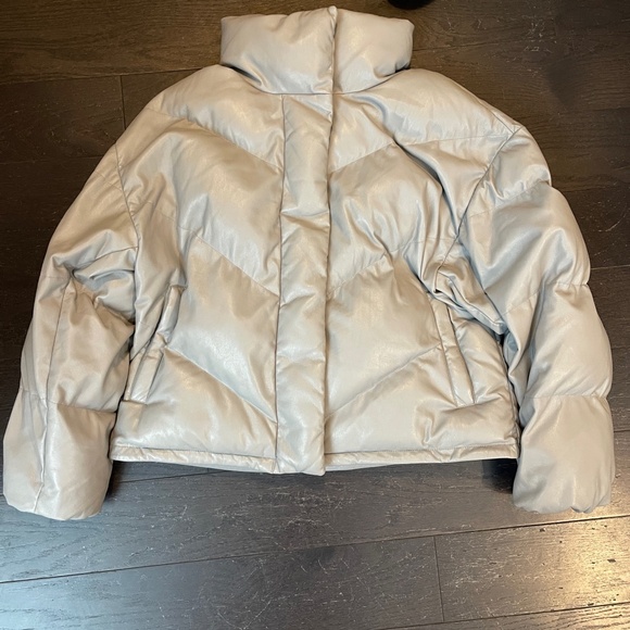 Aritzia Jackets & Blazers - Aritzia Wilfred the cloud puff leather jacket coat in marble grey size large